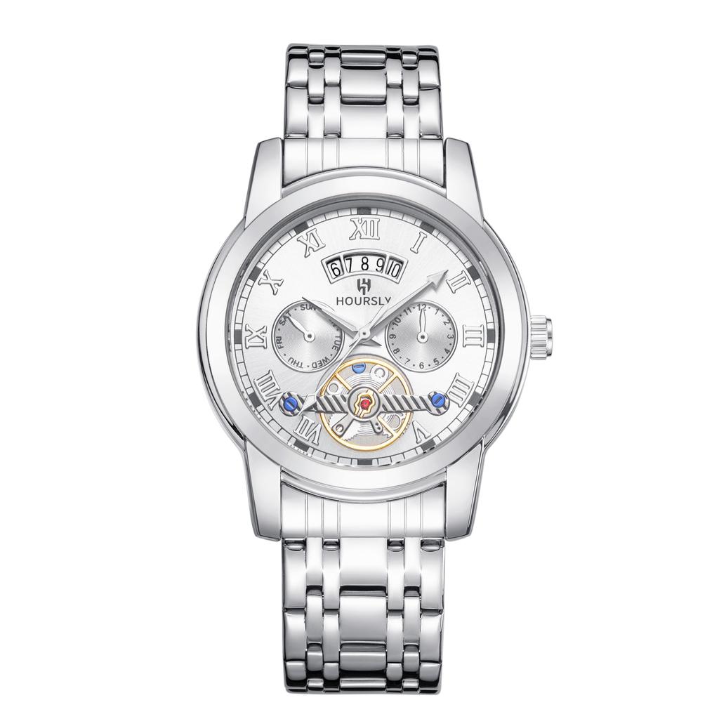 Fashion Men'S Watch, Simple Atmospheric Tourbillon Quartz Watch Fashion Business Steel Belt Watch