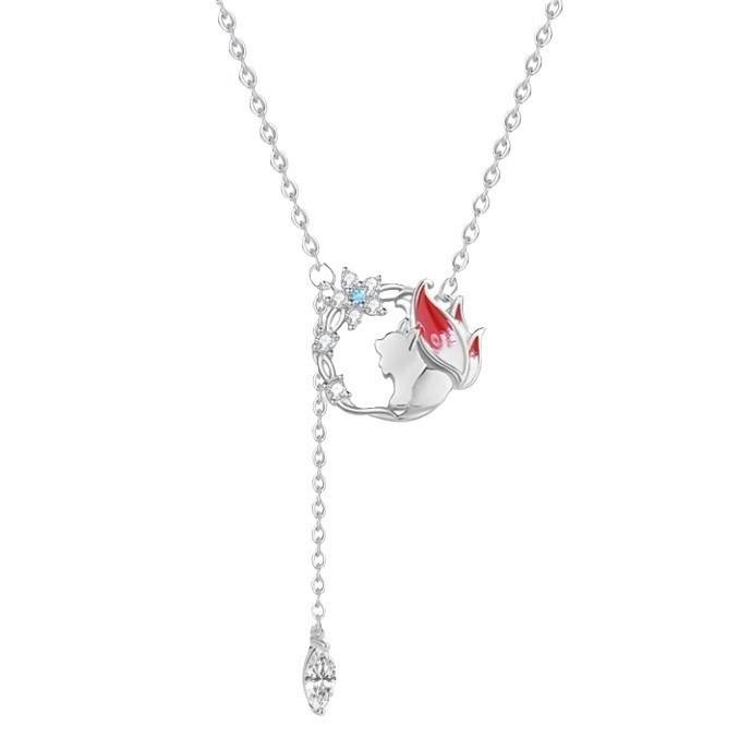 Cute Nine-Tailed Fox Fringed Pendant, Little Fox Necklace, High-Value Light Luxury Collarbone Chain, Versatile Temperament Neck Chain