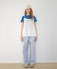 RONRON Stripe Check Panel Comfort Pants Soft Blue