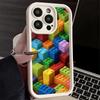 Phone Case for iPhone 17 Air 16E 15 16 Pro Max Fashion Building Blocks Pattern Cover 14 Plus 13 12 Mini Soft Shell Silicone Fund
