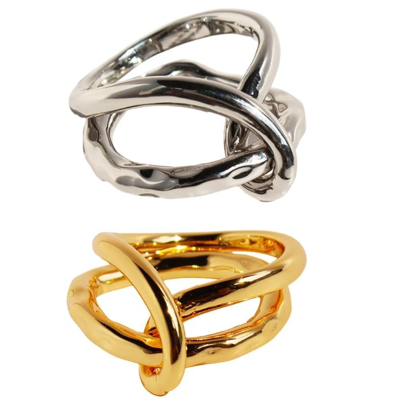 Stylish Double Line Abstract Rings Elegant Rings Unique Jewelry Artistic Rings Brass Texture Suitable for Durability