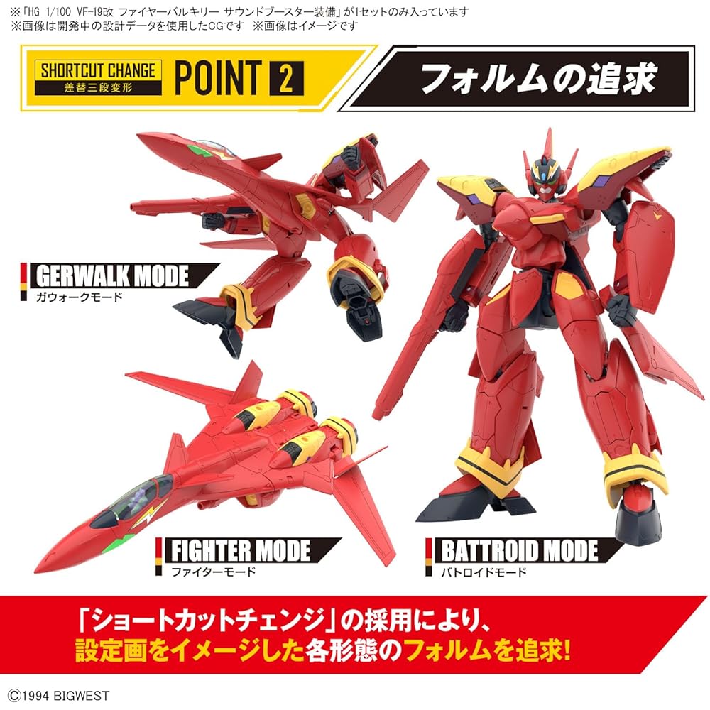 HG Macross 7 VF-19 Fire Valkyrie Sound Booster Equipped 1/100 Scale Model Kit