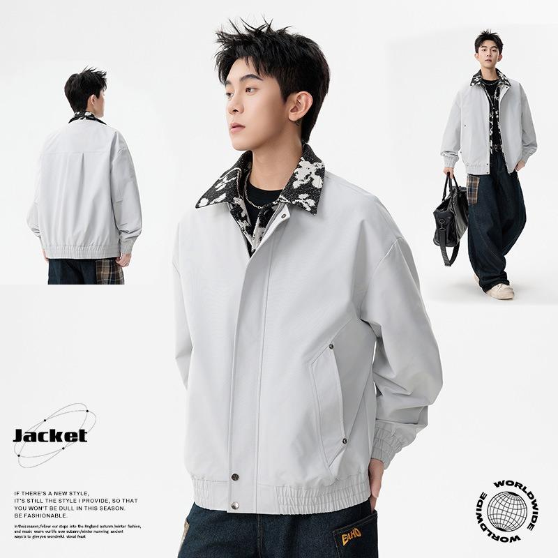 Mens Casual Windproof Long Sleeve Loose Fit Jacket