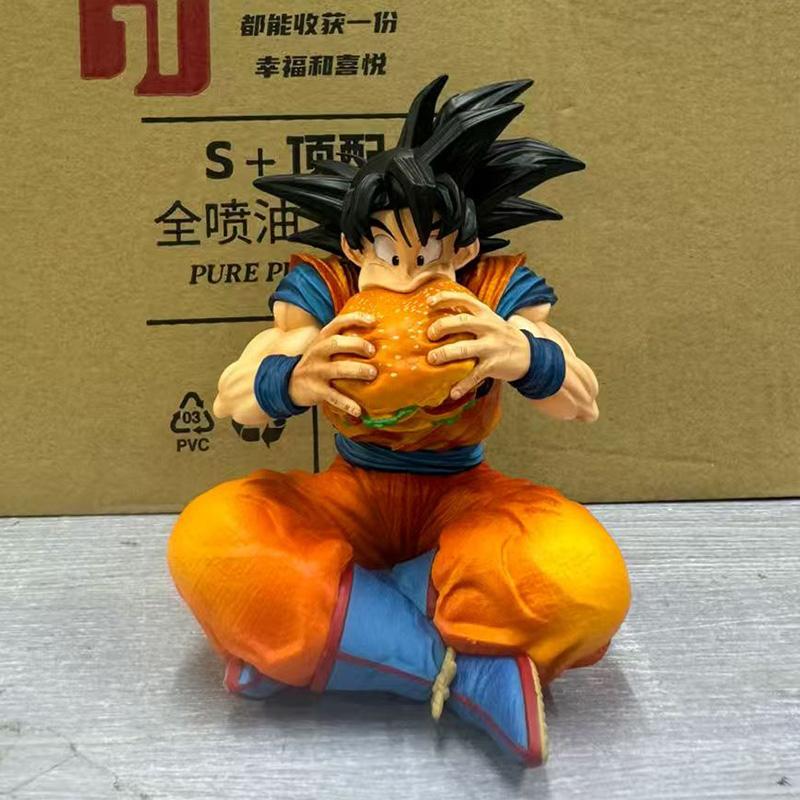Toys Model JTJJ Statue Dragon Ball Son Goku Figure Goku Eat Hamburger 15cm/5.91inch Pvc Action Figures Collection Gifts