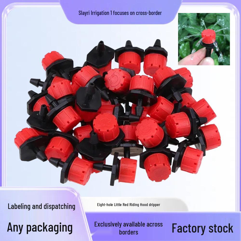 Eight-Hole Adjustable Drip Head Sprinkler for Automatic Plant Watering In Greenhouses and Gardens