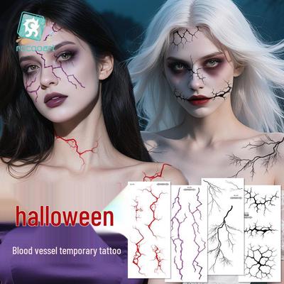 Ricalon Halloween Autocollants de Tatouage Veine & Flamme Éclair, Imperméables & Résistants à la Sueur
