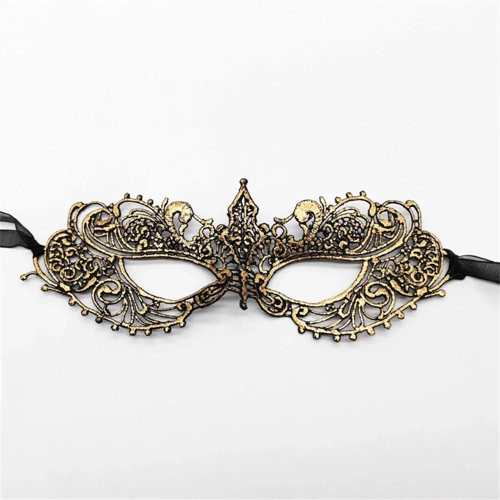 Damen Sexy Durchbrochene Spitze Maskenball Gesichtsmaske mit Band Prinzessinnenparty Mardi Gras Cosplay Abschlussball Requisiten Kostüm Nachtclub Augenmaske