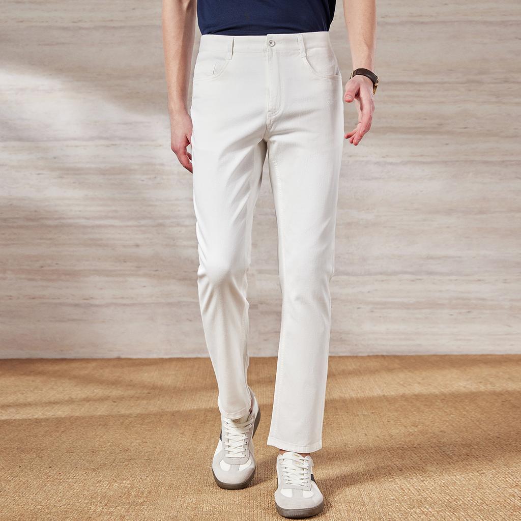 Long Staple Cotton Series: Washable, Dry, Breathable, Spring and Summer Thin Casual Pants for Men, Elastic Casual Pants for Men