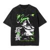 2026 Men's Fashion Crew Neck Short Sleeve Washed T-shirt with Anime Collage Print of Attack On Titan, Creative Gift Top