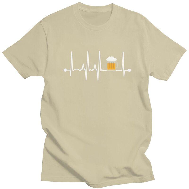 Custom Beer Heartbeat Tshirt for Men Short Sleeves T Shirt Cool Tshirt Loose Fit 100 Cotton Tee Gift