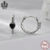 Avle Retro Heart Pattern S925 Sterling Silver Oxidized Earrings for Women
