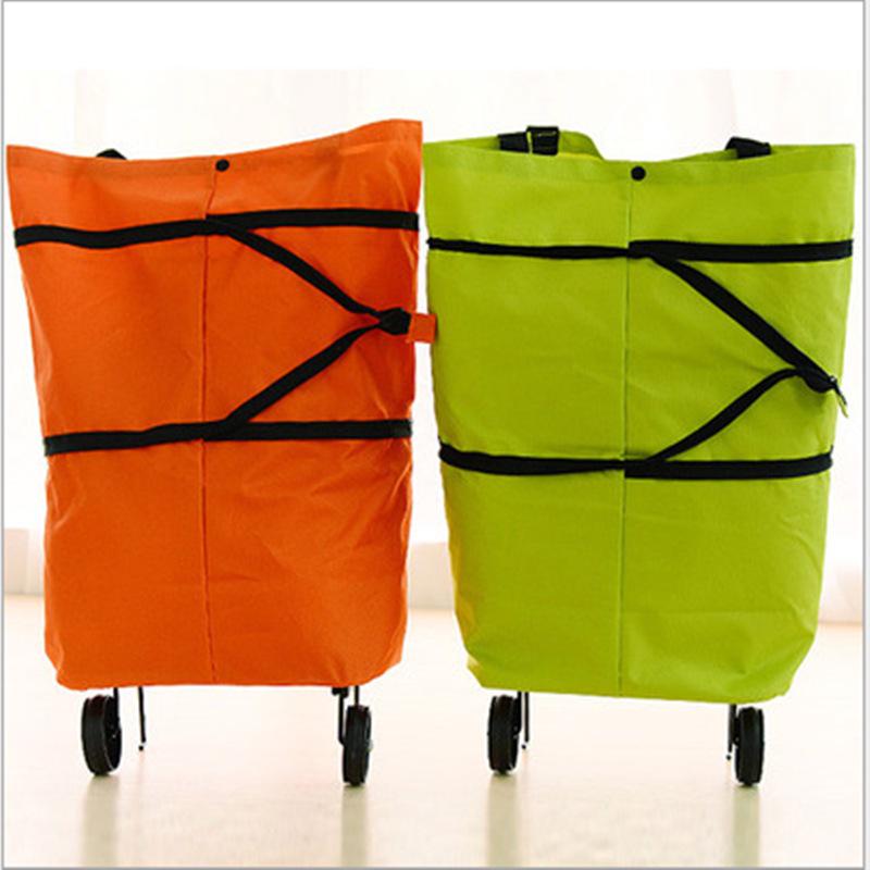 Folding Eco-Friendly Trolley Bag with Wheels for Groceries