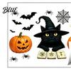 Festive Balcony Glass Art Cute Black Cat Halloween Window Clings Pumpkin Ghost Bat Spider Decorative Film Decals Non-Adhesive Stickers for
