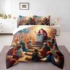 Jesus Sermon to the Crowd Bedding set (1 duvet cover, 2 pillowcases, duvet not included) for Living Room Church Decor, Divine Light Cartoon Art Print