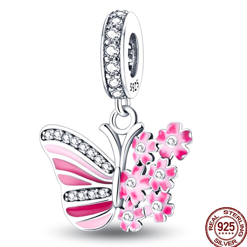 Frühlings-Charm Kupfer Vierblättriges Kleeblatt Schmetterling Libelle Anhänger Perlen Geeignet Für 3Mm Original Armband DIY