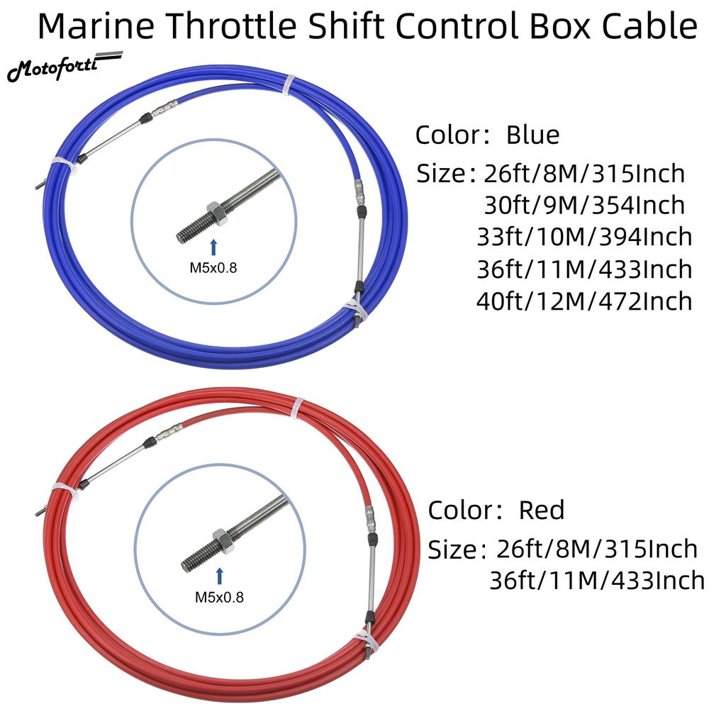 Motoforti 1pcs 8/9/10/11/12 Meter Marine Type 3300 / 33C Throttle Shift Remote Control Box Cable for Yamaha Outboard Engine