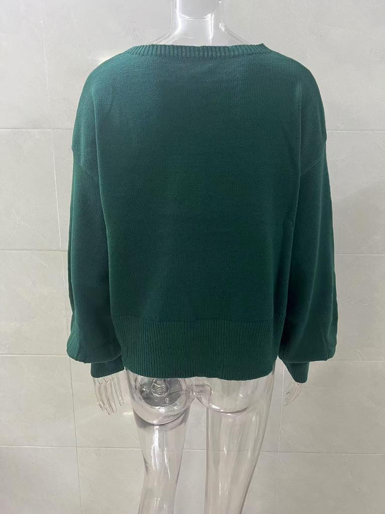 Spring 2025 European & American Women's Christmas Knitwear Round Neck Long Sleeve Pullover Sweater