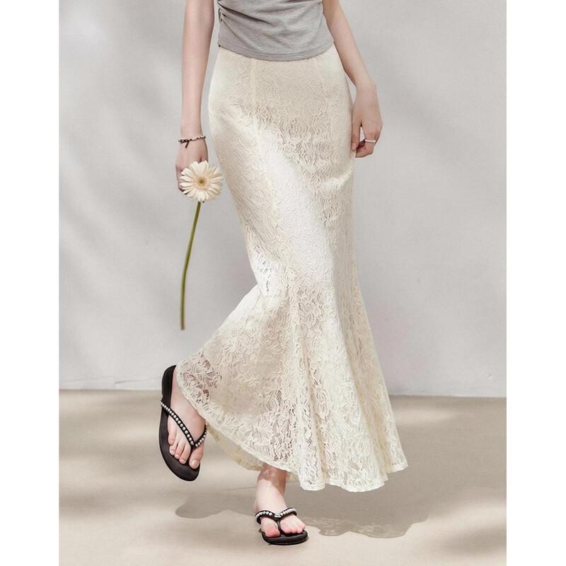 Demana Romantic Lace Fishtail Midi Skirt M