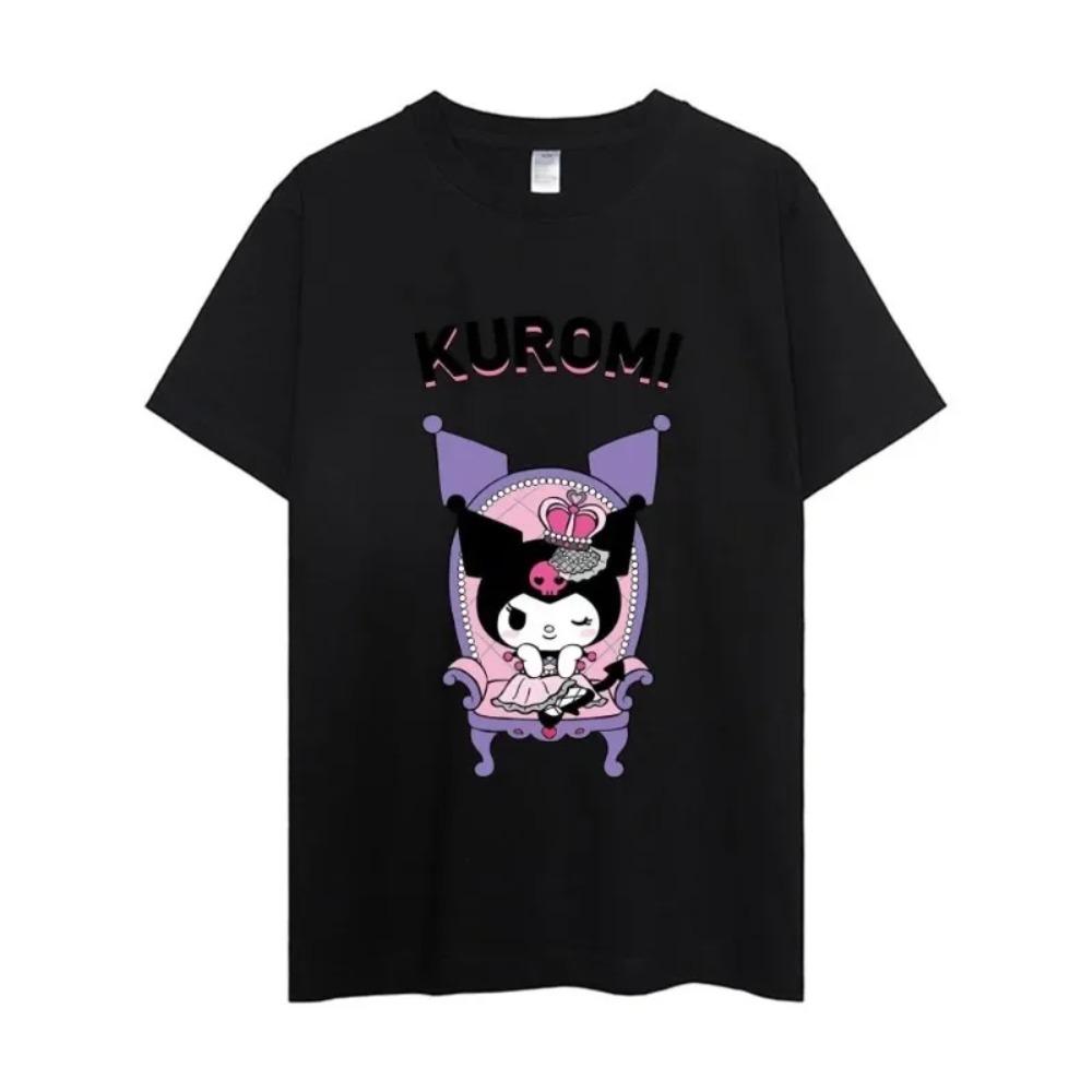 MINISO Kuromi T Shirt Women Couple Combination Clothes Short Sleeve Collar Fashion Man Cotton