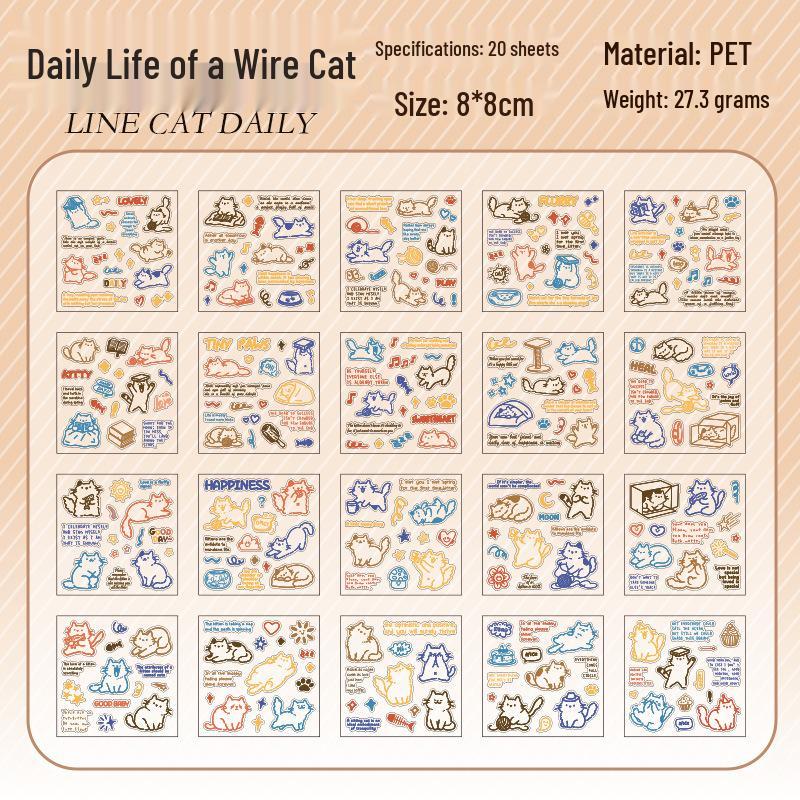 Language and Leisure: Cute Cat Pattern Decorative Sticker Book for Pets