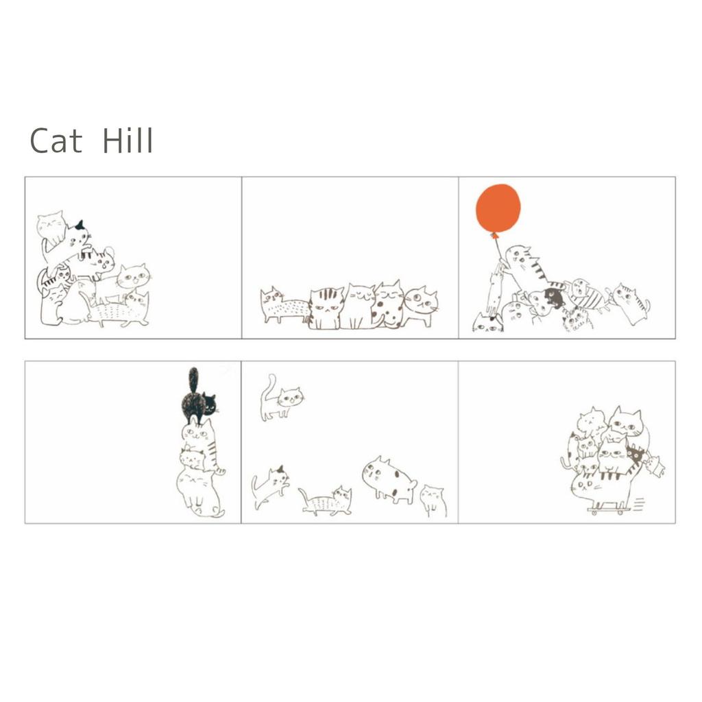 Seal-do Shinzi Katoh Cat Hill Roll Sticky Notes, 6 Designs, 80 Sheets, 60 x 45 mm