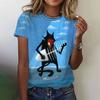 Cute cat 3D printed women's loose round neck short sleeved T-shirt