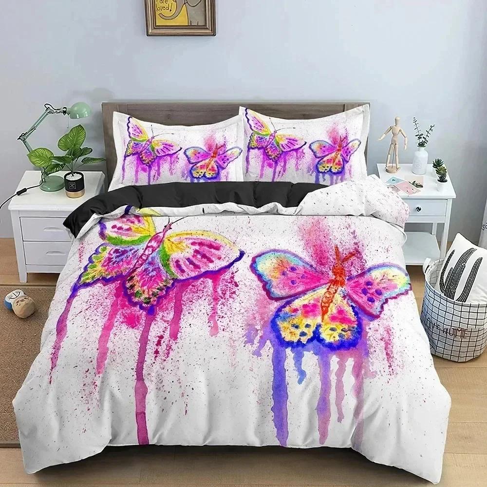 3D Print Butterfly Daisy Bedding Set Single Twin Double Queen King Cal King Size Bed Linen Set