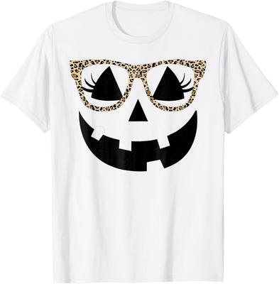 Jack O Lantern Gesicht Kürbis Hallowen Leopardenbrille T-Shirt