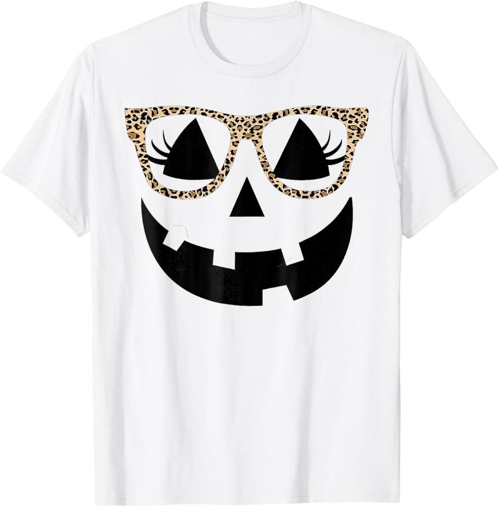 

Лицо тыквы Джека Фонаря Хэллоуин Леопардовые очки Футболка 4XL