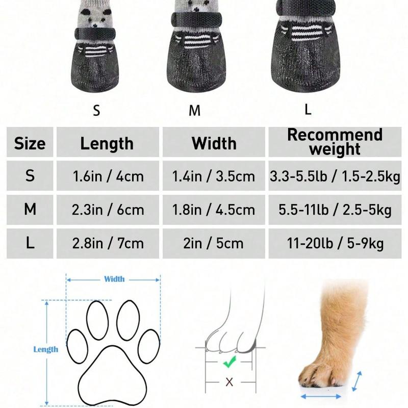 4pcs/Set Dog Cat Waterproof Shoes Socks, Pet Winter Boots, Rain Snow Dog Booties for Small Dog Anti-Slip, Anti-Dirt Puppy Shoes, Black