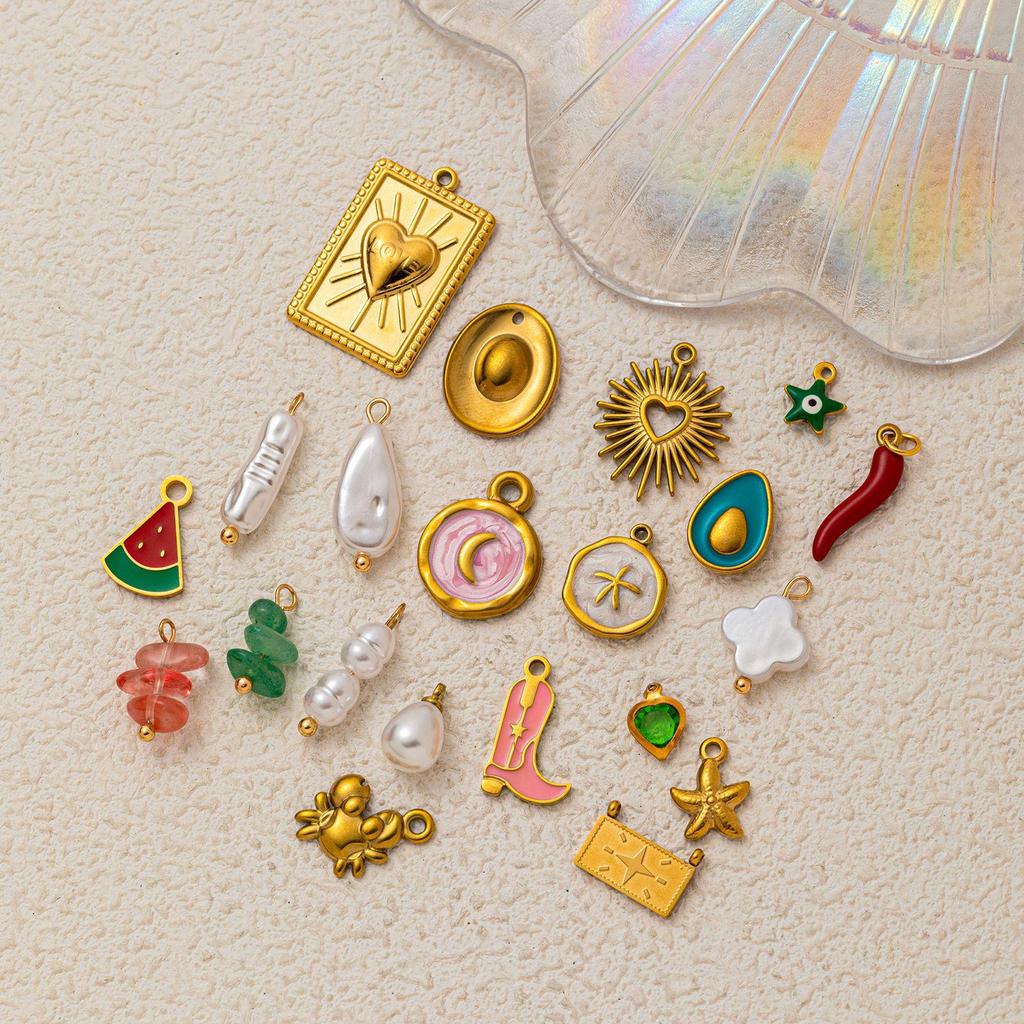 18K Gold-Plated European American Watermelon Pendant Stainless Steel DIY Accessory