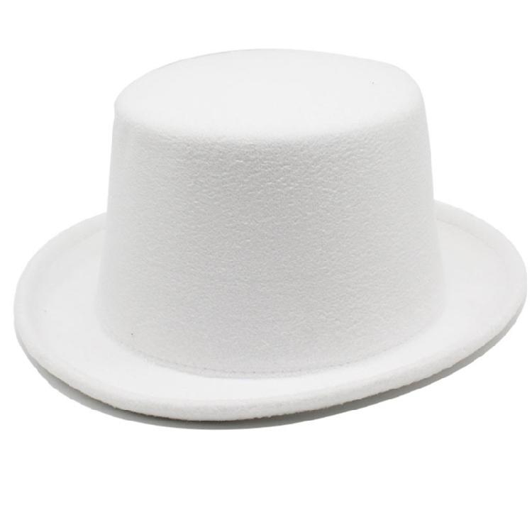Roll Brim Fedora Cap Flat Top Hat Adult Unisex Magician Hat Masquerade Balls Cap