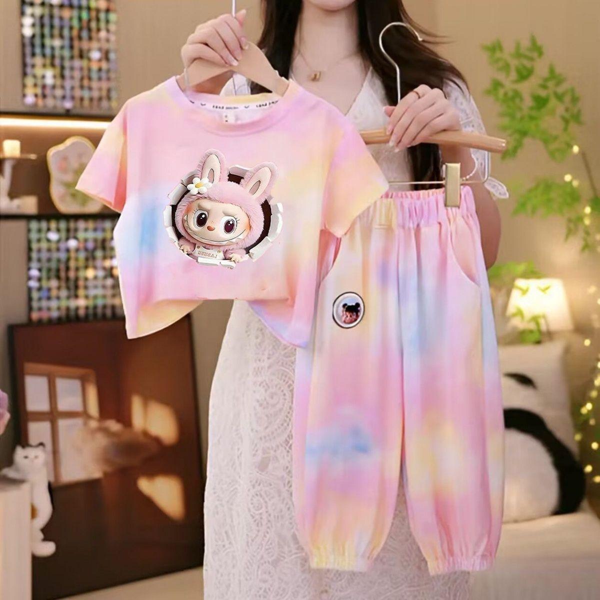 

Повседневный спортивный костюм Летний детский модный и стильный комплект из двух предметов с коротким рукавом 140cm