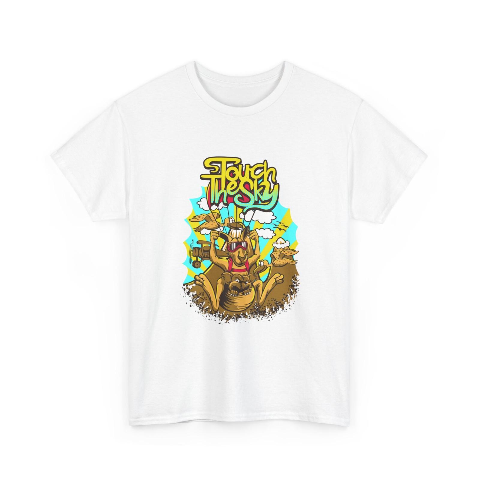 Touch The Sky T-Shirt | Cartoon Kangaroo with Sunglasses Graphic, Fun Shirt S разноцветный
