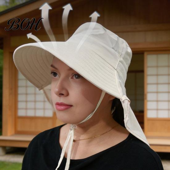 Atmungsaktiver Polyester-Sonnenhut für Damen mit Nackenschutz, breiter Krempe, faltbar, UV-Schutz, Strandhut, für Reisen, Wandern, Pendeln, leichte Sommer-