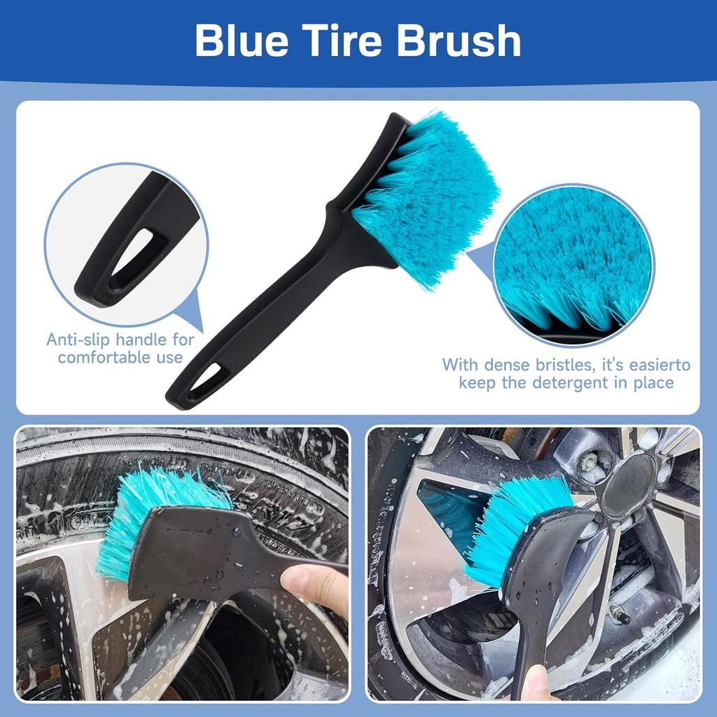 4 Pack Wheel Tire Cleaning Brush Kit Cars Motorcycles RVs Trucks Rim Hub Ultra Soft Microfiber No Spatter 360 Bendable Synthetic Woolies Wash