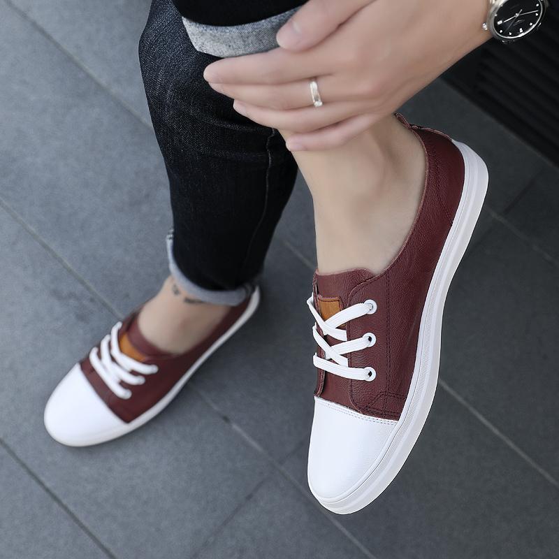 

Board shoes tide summer single-layer breathable soft small size leather shoes 37 вино красного