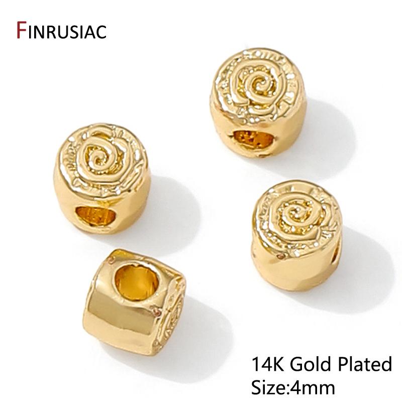 14K Gold Plated Round Spacer Beads For Jewelry Making,Brass Flat Beads Separators For DIY Bracelet Necklace Making Accessories
