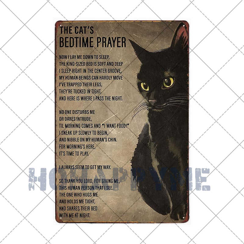 Lustiges Katzen-Vintage-Metallschild, Teller, Dekoration, Hausmalerei, Wohnzimmer, Tierhandlung, Poster, Wand, Retro-Dekor, Kunstplakate, 20 × 30 cm