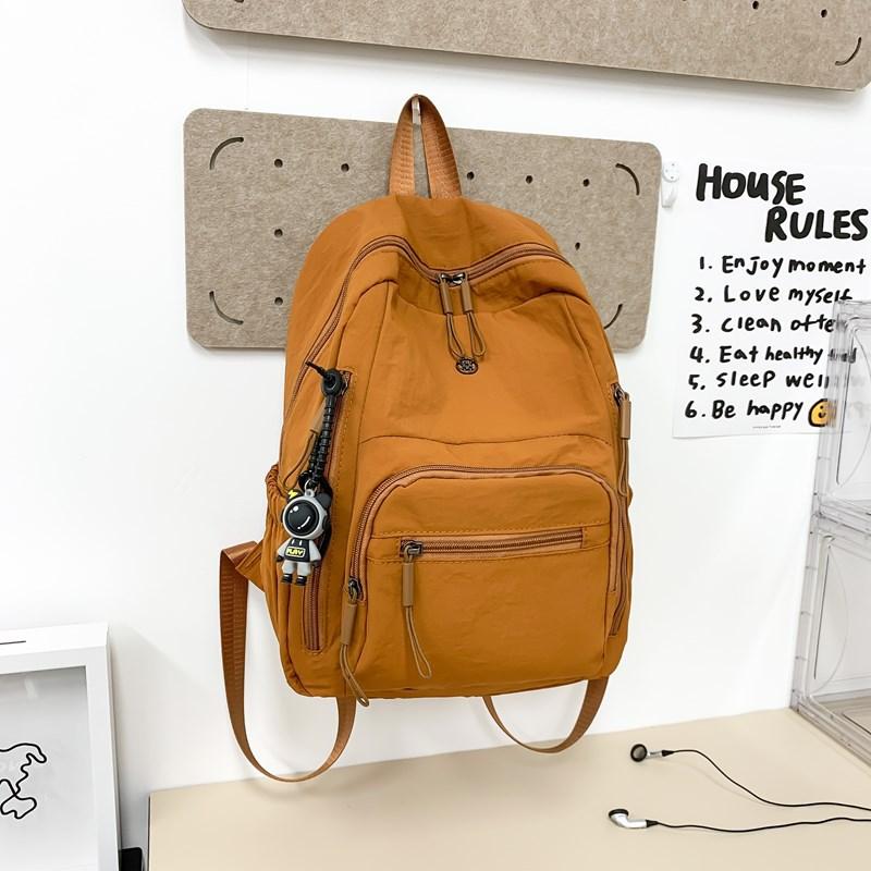 Lightweight schoolbag female solid color water-proof multi-pocket computer commuting backpack college student class travel backpack