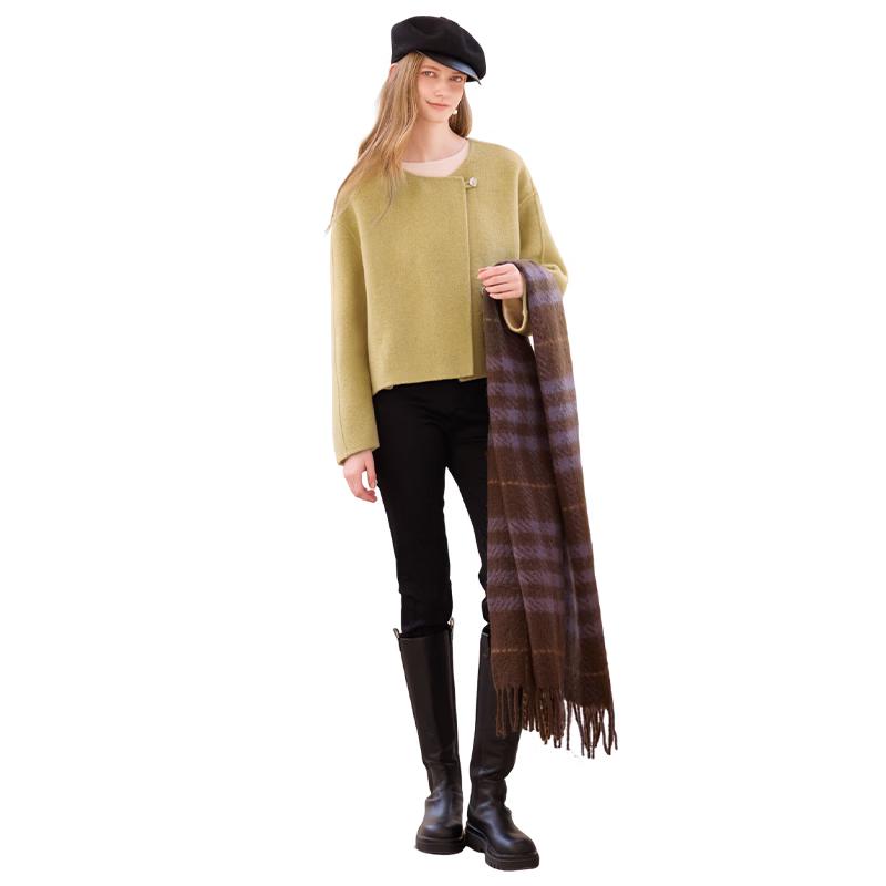 Xiangying Women s 2025 Winter 100% Pure Wool Double-Faced Coat M