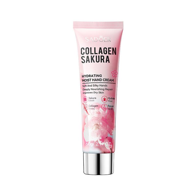 SADOER Sakura Collagen Hand Cream - Moisturizing & Nourishing, Brightening Care, Anti-Wrinkle Anti-Crack Cream for Hands