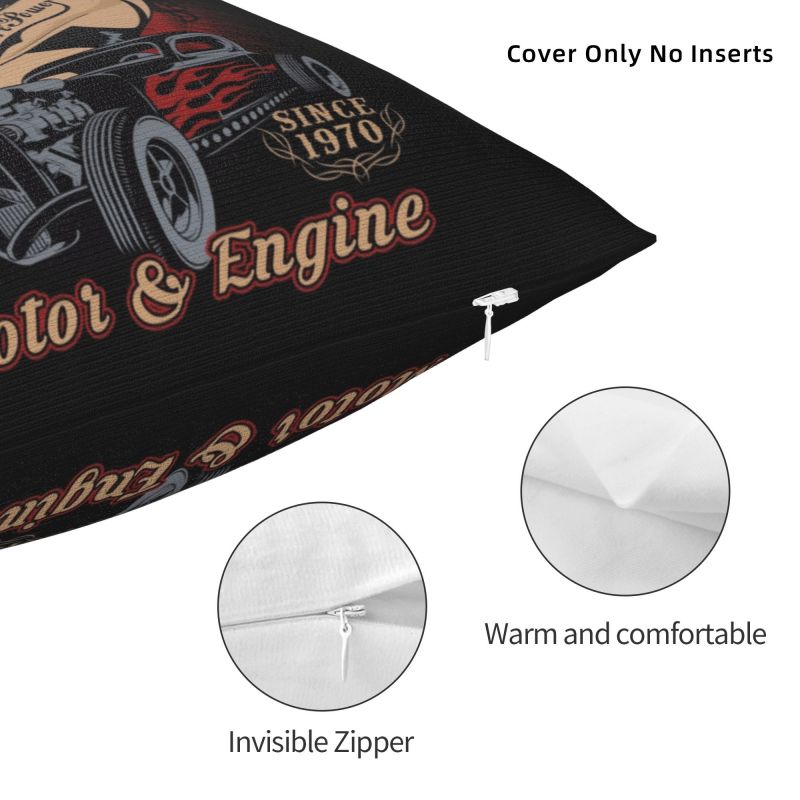 Rockabilly Pinup Sock Hop Clothes Vintage Hot Rod 1970s Throw Pillow Decor Home Heavy Metal Music Cushion Cover Soft Pillowcase