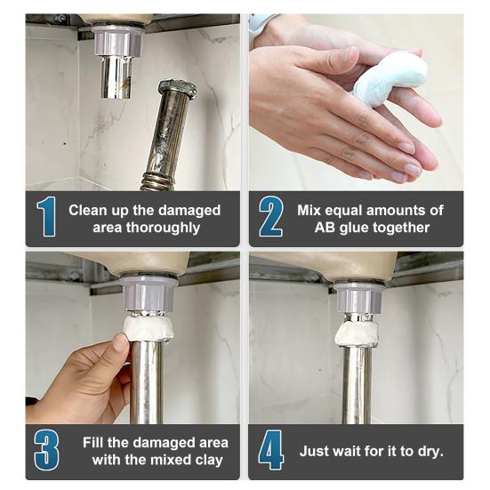 DIY Repair Tool 1/2 Sets 100G Steel Reinforced Epoxy Putty with Scraper, Gloves, Sculpt Clay for Cracks, Strong Bonding Adhesive Leak Fix, Filling,
