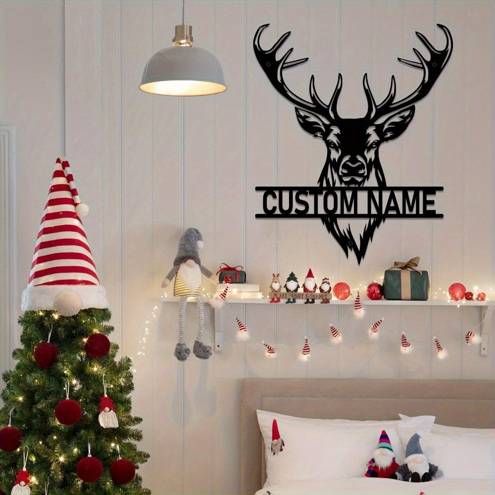Unique Tailorable Metal Deer Wall Sculpture Antlers Custom Hunting Name Plaque Artistic Holiday Decor Living Room