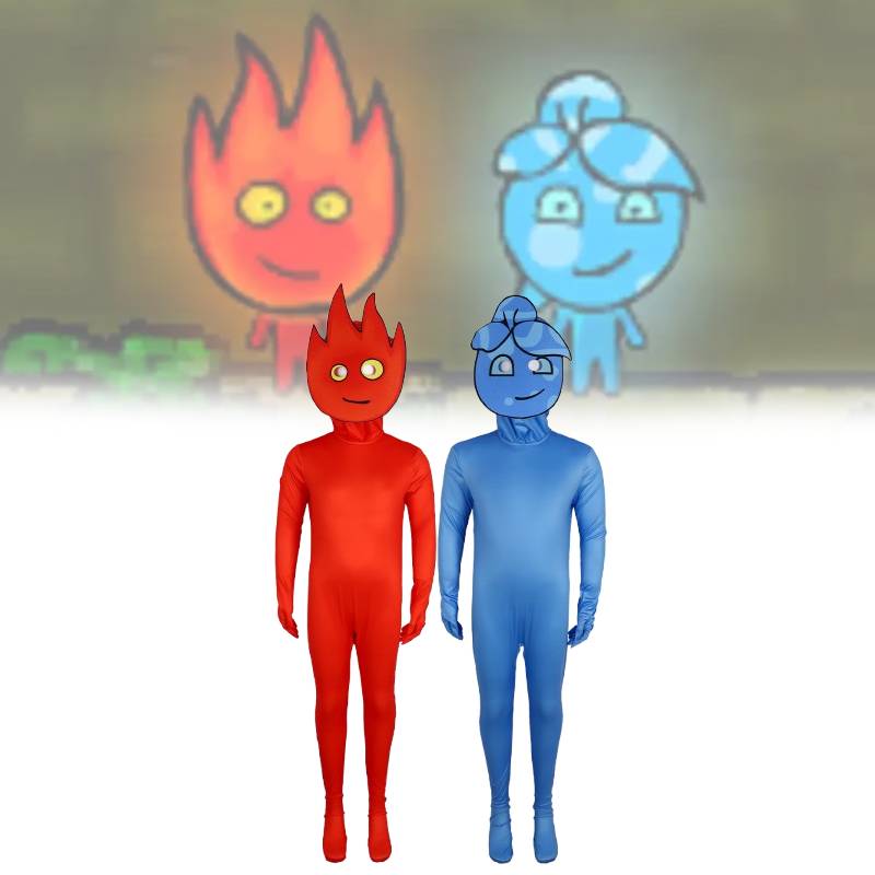 Watergirl And Fireboy Cosplay Costume Cartoon Jumpsuits Halloween Party Garment