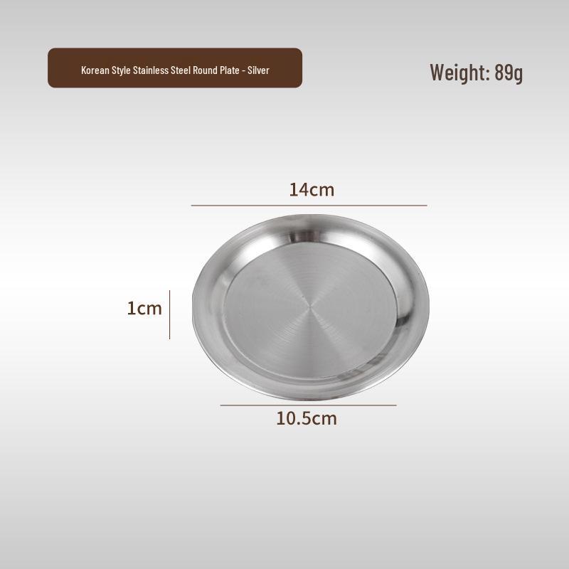 

Korean-Style Stainless Steel Round Tray with Wide Rim - Gold Cutlery Plate for Dining and Barbecues