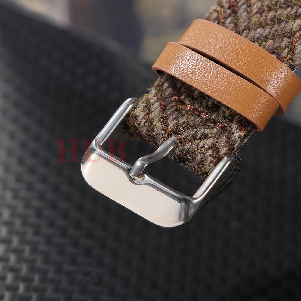 18mm 20mm 22mm Vintage Cowhide Tweed Nylon Strap Quick Release Weave Bracelet Smartwatch Watch Band for Omega for Seiko