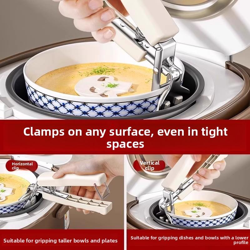 Heat Resistant Bowl Tongs, Kitchen Utensils, Steamer, Stainless Steel Plate, Elevator, Cooking Safety Clamp Tool
