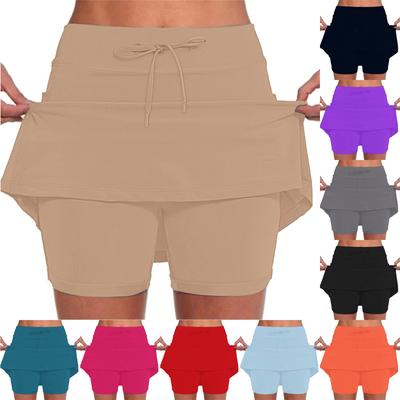 Damen Einfarbig Lässig Sportlich Fitness Running Yoga Plissee Shorts Rock Tennisrock